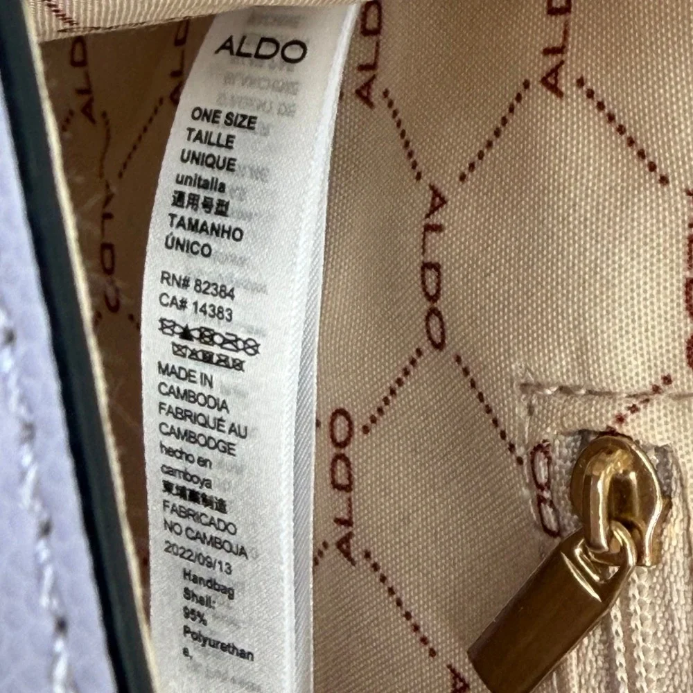 Aldo Lavender Cream Colorblock Satchel Crossbody Bag with Floral Scarf Detail